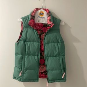 Classic Lilly Pulitzer Green Floral Reversible Puffer Vest